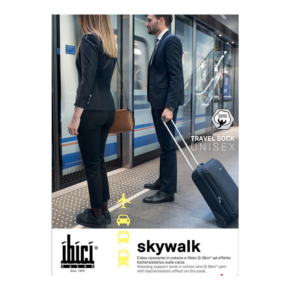 Preview 2 of Ibici Skywalk Βαμβακερή Κάλτσα Υποστήριξης Χρώμα Μαύρο, 1 Ζεύγος