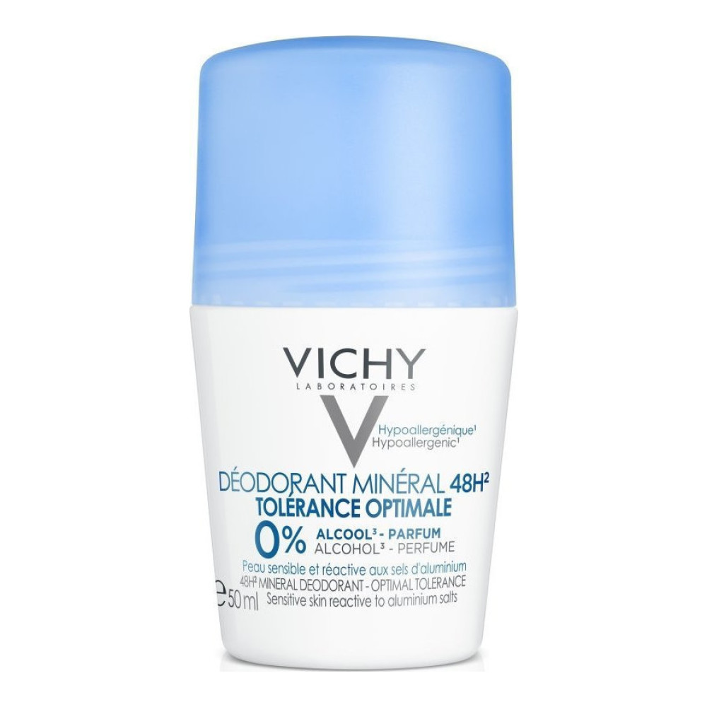 Vichy Deodorant Mineral 48h Tolerance Optimale Roll On Χωρίς Άρωμα για Ευαίσθητη & Αντιδραστική Επιδερμίδα 50ml