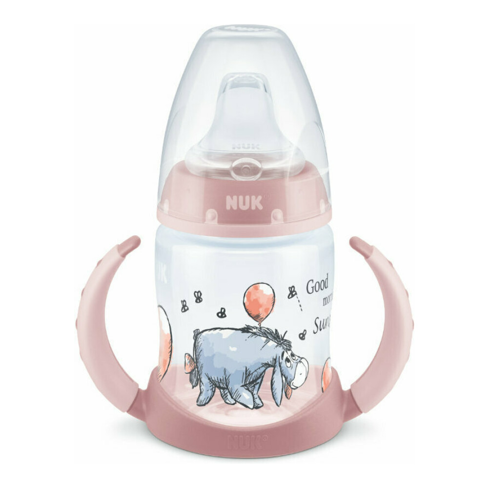 Nuk Εκπαιδευτικό Μπιμπερό με Λαβές και Δείκτη Ελέγχου Θερμοκρασίας First Choice 6-18m Disney Winnie the Pooh 6m+ Pink 150ml