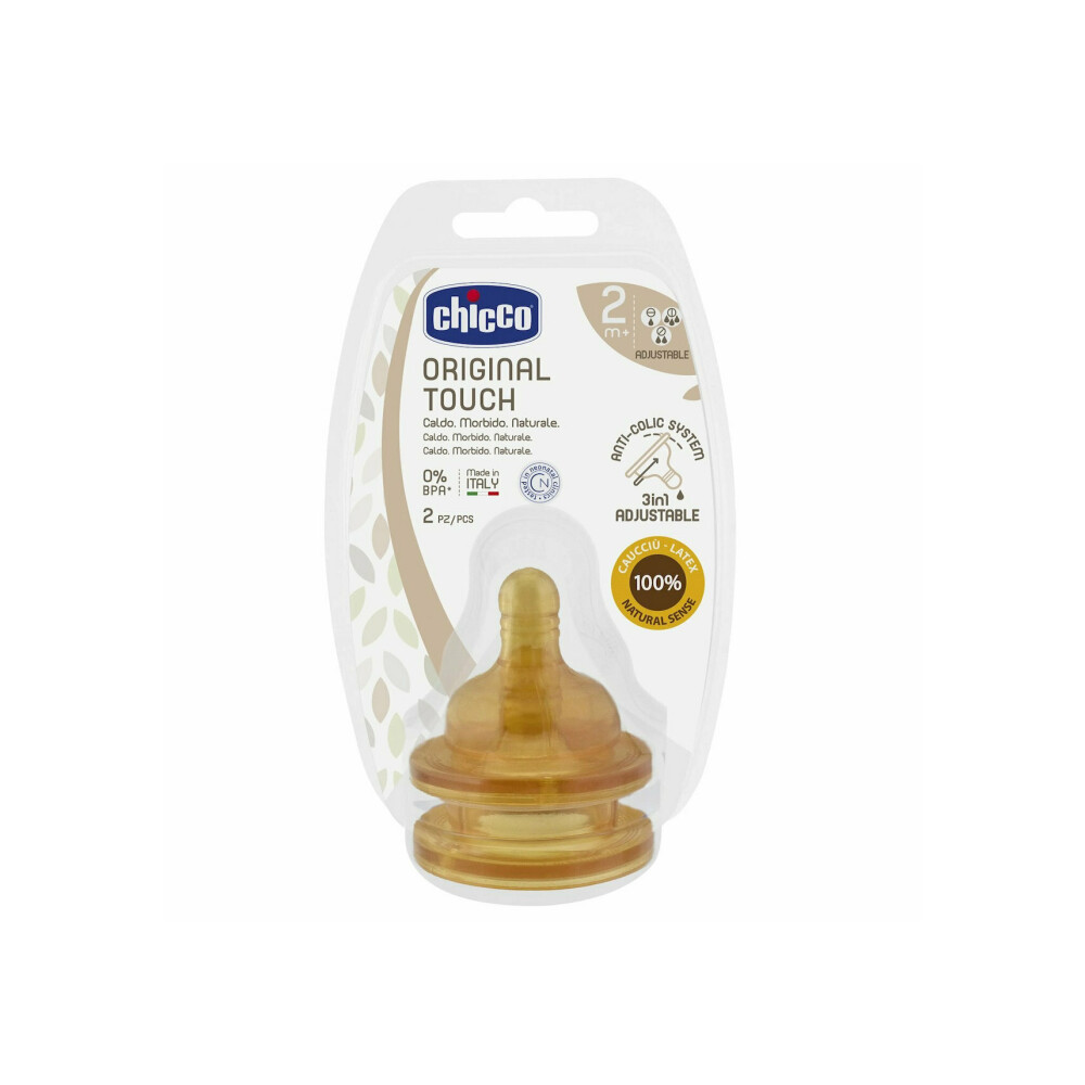 Chicco Original Touch Θηλή Καουτσούκ Κανονική Ροή 0m+, 2 τεμ.