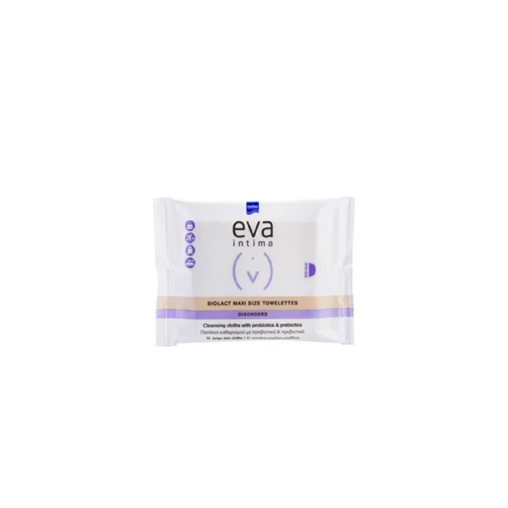 Intermed Eva Intima Biolact Maxi Size Towelettes Disorders, Πανάκια Καθαρισμού της Ευαίσθητης Περιοχής με Προβιοτικά και Πρεβιοτικά 10τμχ