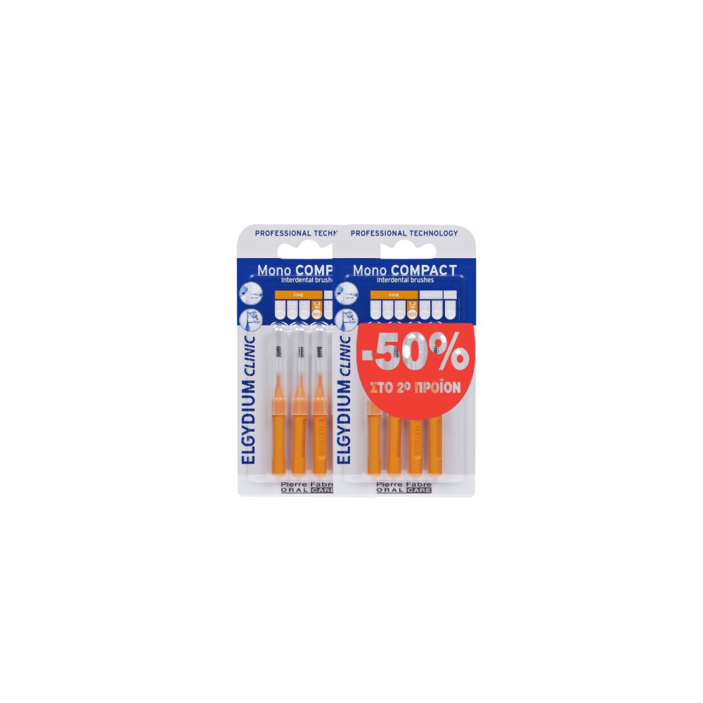 Elgydium Clinic Mono Compact Μεσοδόντια Βουρτσάκια 0.6mm Πορτοκαλί 8τμχ
