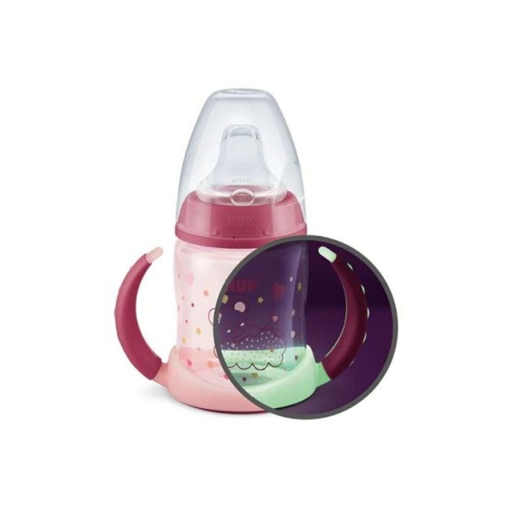 Preview 2 of Nuk First Choice Night Learner Bottle Εκπαιδευτικό Μπιμπερό Πλαστικό με Λαβές Ροζ 6m+ 150ml