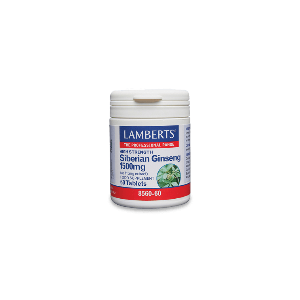 Lamberts Siberian Ginseng 1500mg Ενισχύει τον Οργανισμό στην Αντιμετώπιση του Άγχους, του Στρες & της Κόπωσης, 60 tabs
