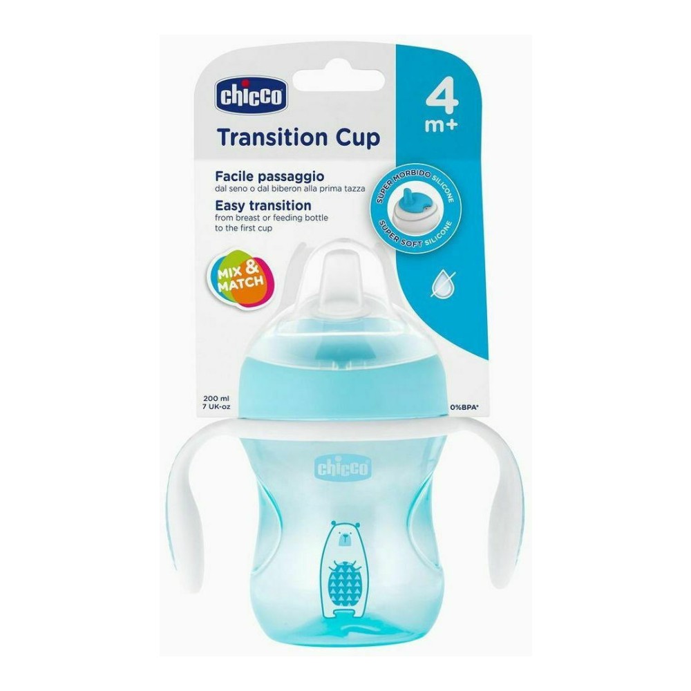 Preview 2 of Chicco Transition Cup Ποτηράκι με Μαλακό Ρύγχος Σιλικόνης 4m+ Μπλε, 200ml
