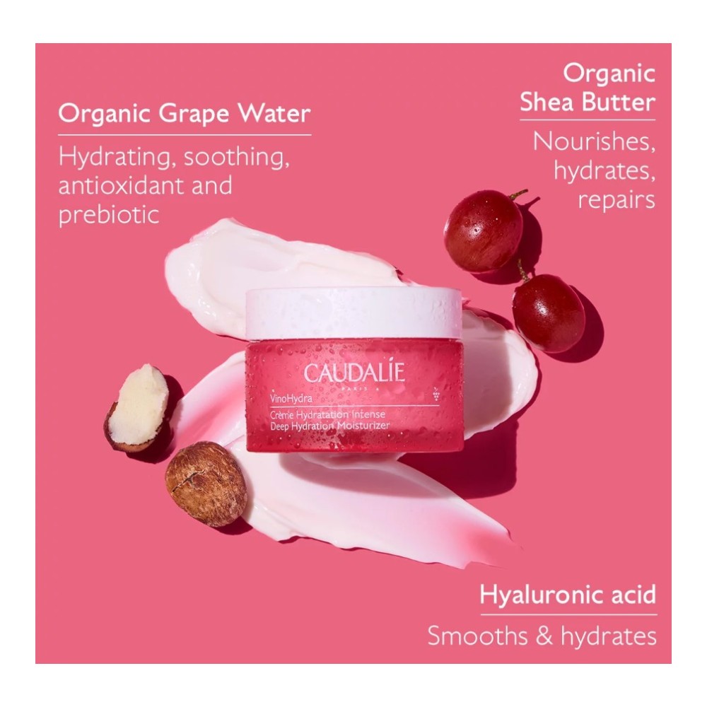 Preview 2 of Caudalie VinoHydra Deep Hydration Moisturizer Ενυδατική Κρέμα Προσώπου για Ξηρές & Ευαίσθητες Επιδερμίδες, 50ml