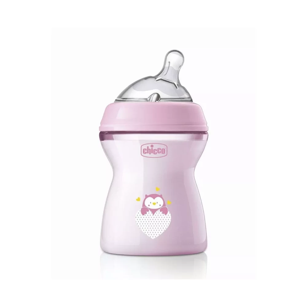 Chicco Μπιμπερό Πλαστικό Natural Feeling 250 ml 2m+ Ροζ