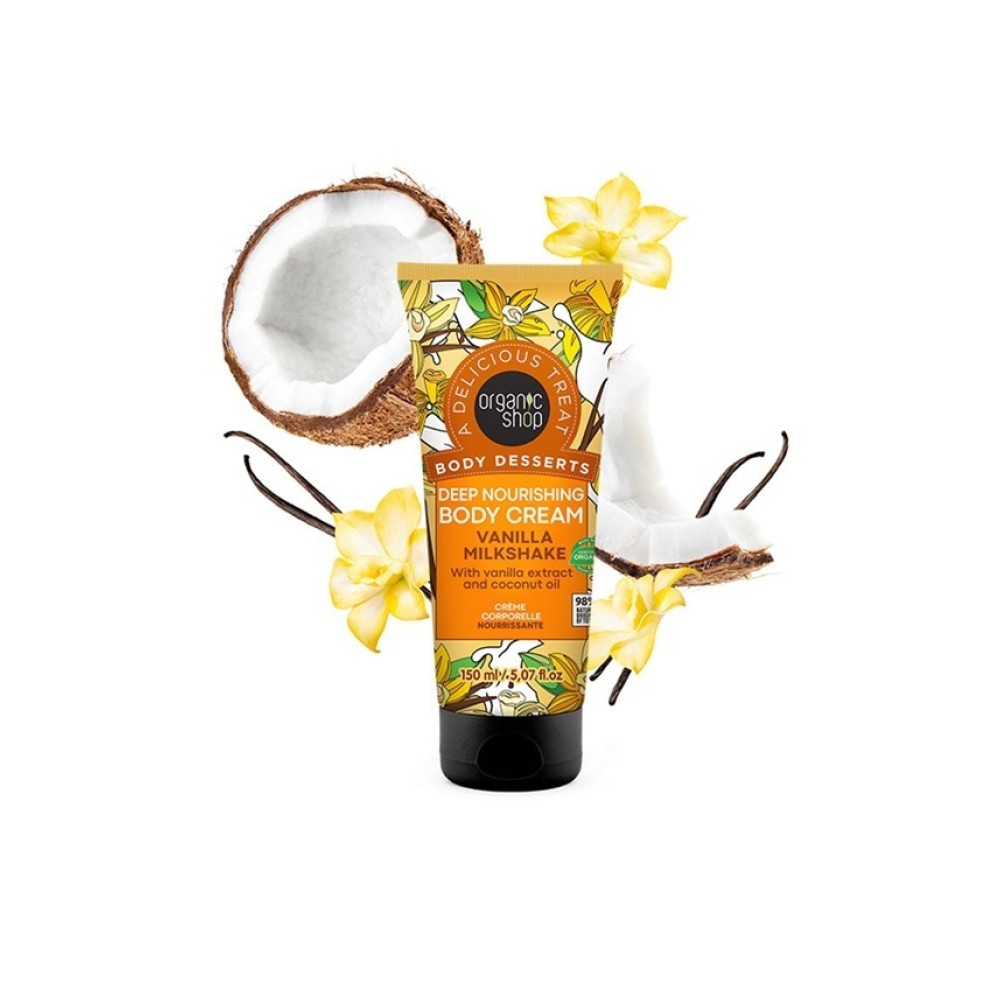 Preview 2 of Organic Shop Body Desserts Body Cream Vanilla Milkshake, Θρεπτική Κρέμα Σώματος 150ml