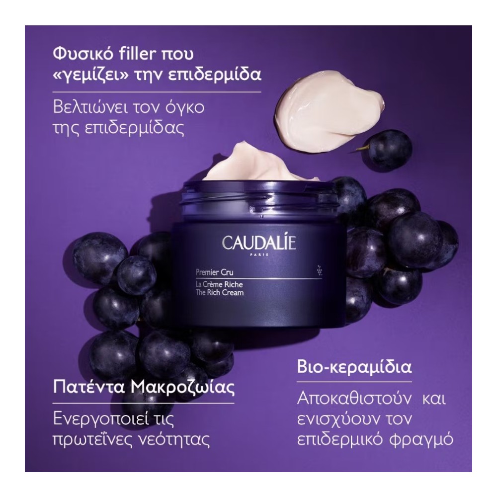 Preview 3 of Caudalie Premier Cru The Rich Cream Αντιγηραντική & Συσφικτική Κρέμα Προσώπου για Ξηρές Επιδερμίδες 50ml