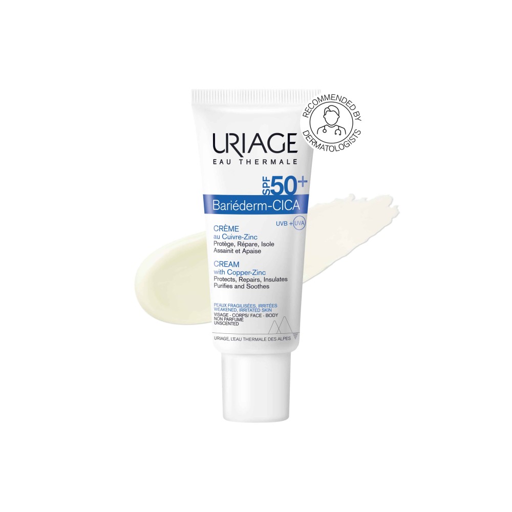 Preview 2 of Uriage Bariederm Cica-Creme au Cu-Zn SPF50+ (40ml) - Κρέμα Ανάπλασης & Επανόρθωσης με Αντηλιακή Προστασία