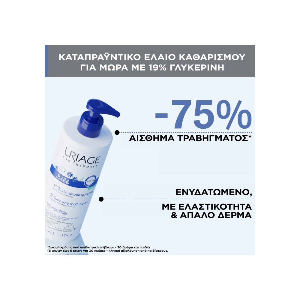 Preview 2 of Uriage Bebe Xemose 1st Cleansing Soothing Oil Καθαριστικό Καταπραϋντικό Λάδι για Βρέφη 500ml