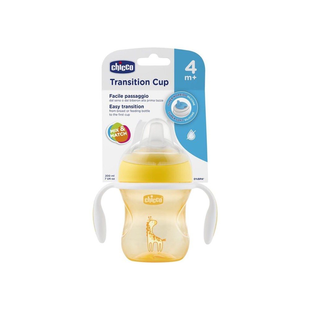 Chicco Εκπαιδευτικό Μπιμπερό με Λαβές Transition Cup 4m+ 200ml