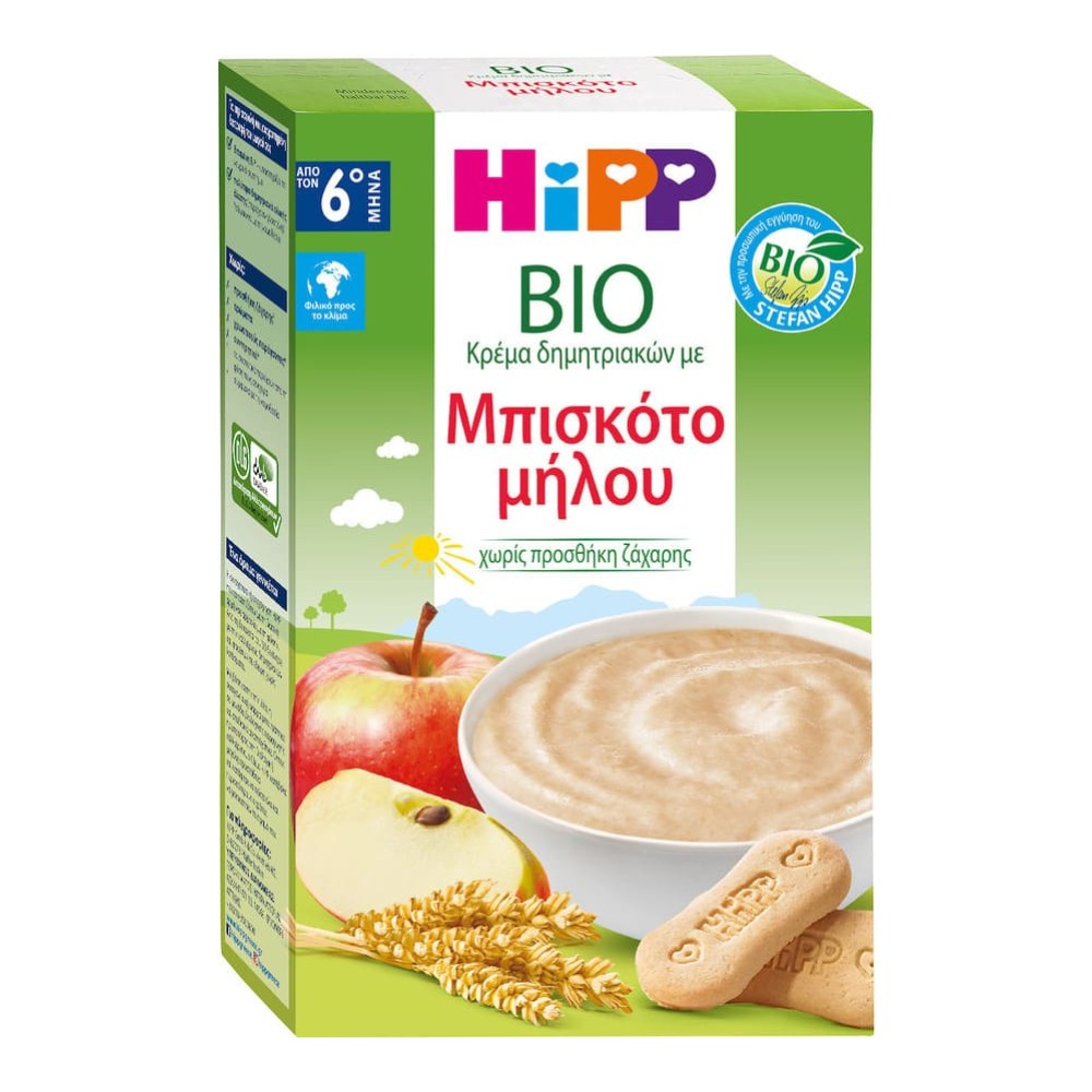 Hipp Bio Κρέμα Δημητριακών με Μπισκότο Μήλου 6m+ 250gr