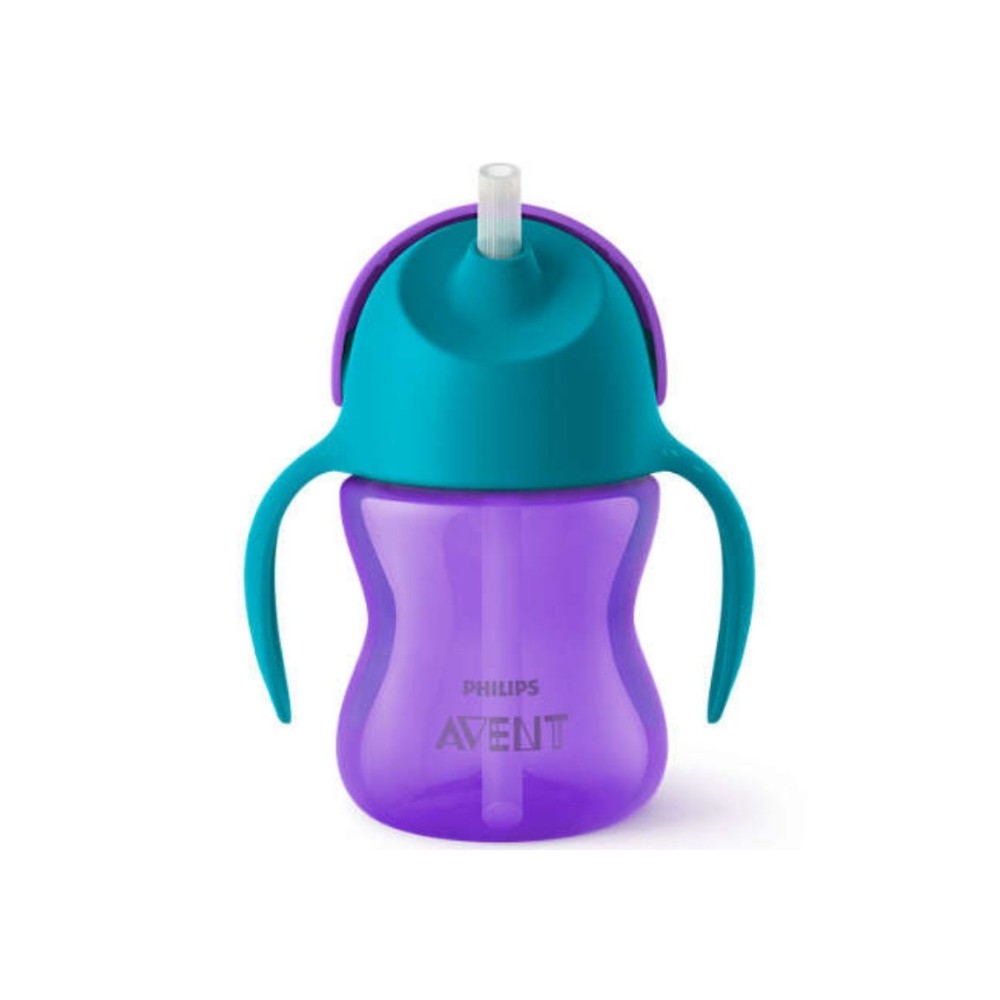 Preview 2 of Philips Avent Bendy Straw Cup Παιδικό Ποτηράκι με Λαβές Bendy 9m+ Μωβ 200ml