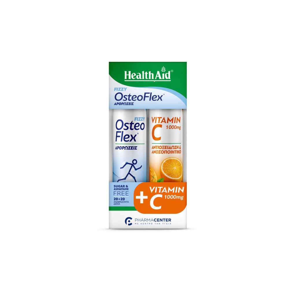 Health Aid Osteoflex Fizzy 20 αναβράζοντα δισκία & Vitamin C 1000mg Γεύση Πορτοκάλι 20 αναβράζοντα δισκία