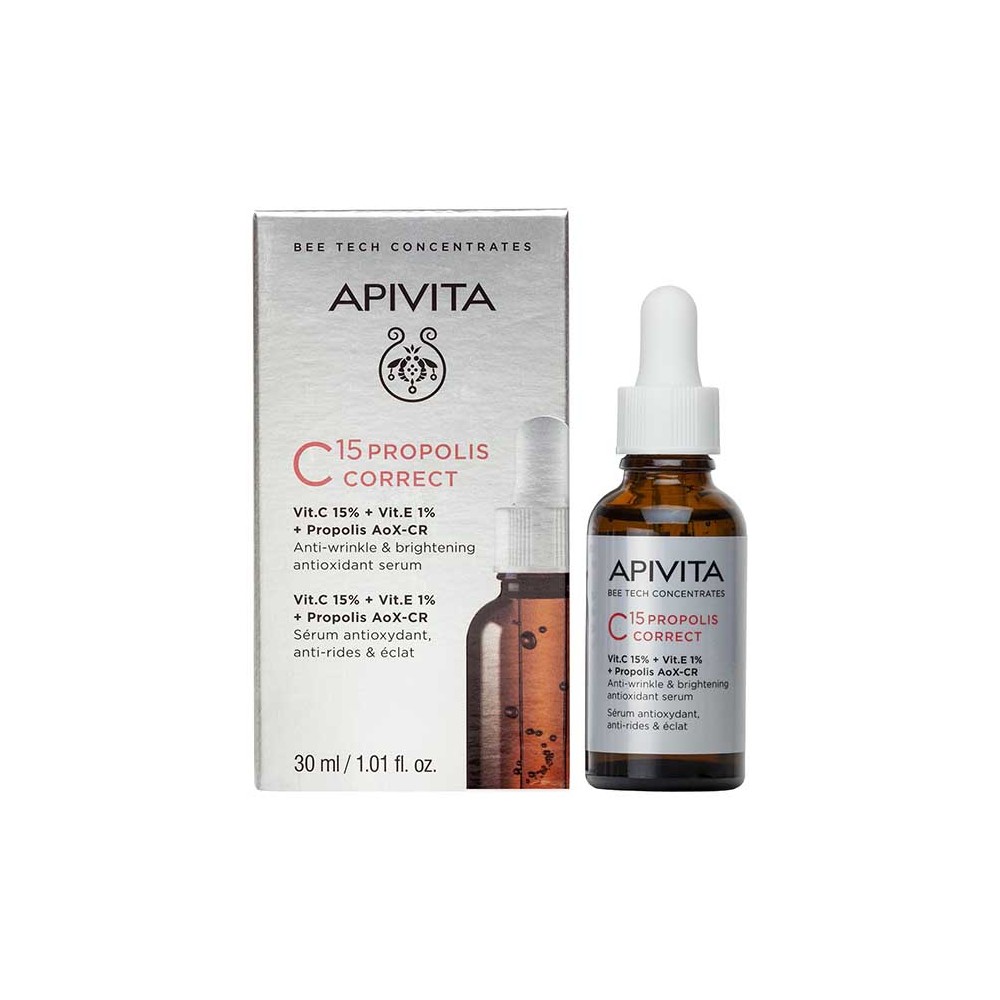 Preview image 2 of Apivita Bee Tech Concentrates C15 Propolis Correct Αντιρυτιδικός & Αντιοξειδωτικός Ορός Λάμψης 30ml