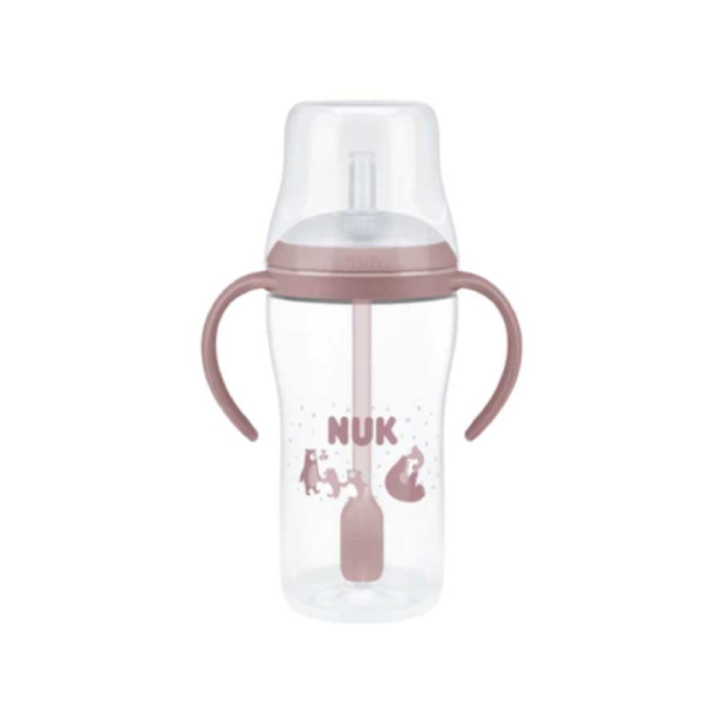 Nuk Perfect Match Εκπαιδευτικό Μπιμπερό με Καλαμάκι Σιλικόνης Pink Bear 8m+ 260ml