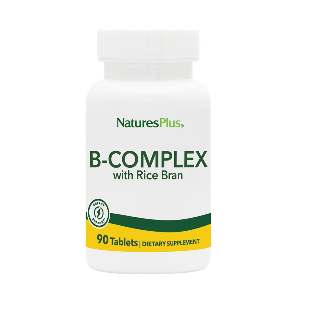 Nature’s Plus Vitamin B-Complex with Rice Bran Συμπλήρωμα Διατροφής Βιταμινών B Ανακουφίζει Από το Αίσθημα Κόπωσης 90tabs