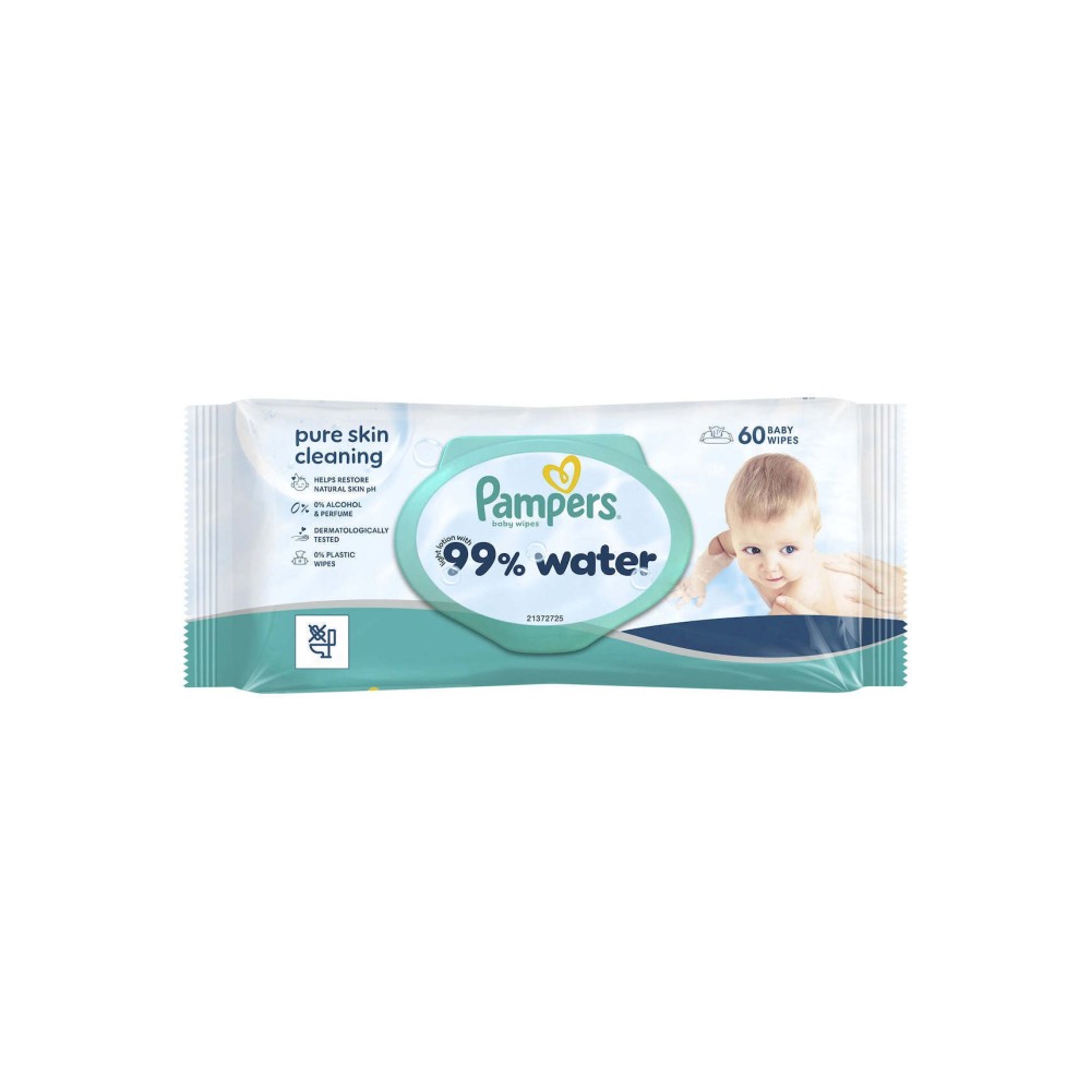Pampers 99% Water Baby Wipes - Βρεφικά Μωρομάντηλα, 60 τεμάχια