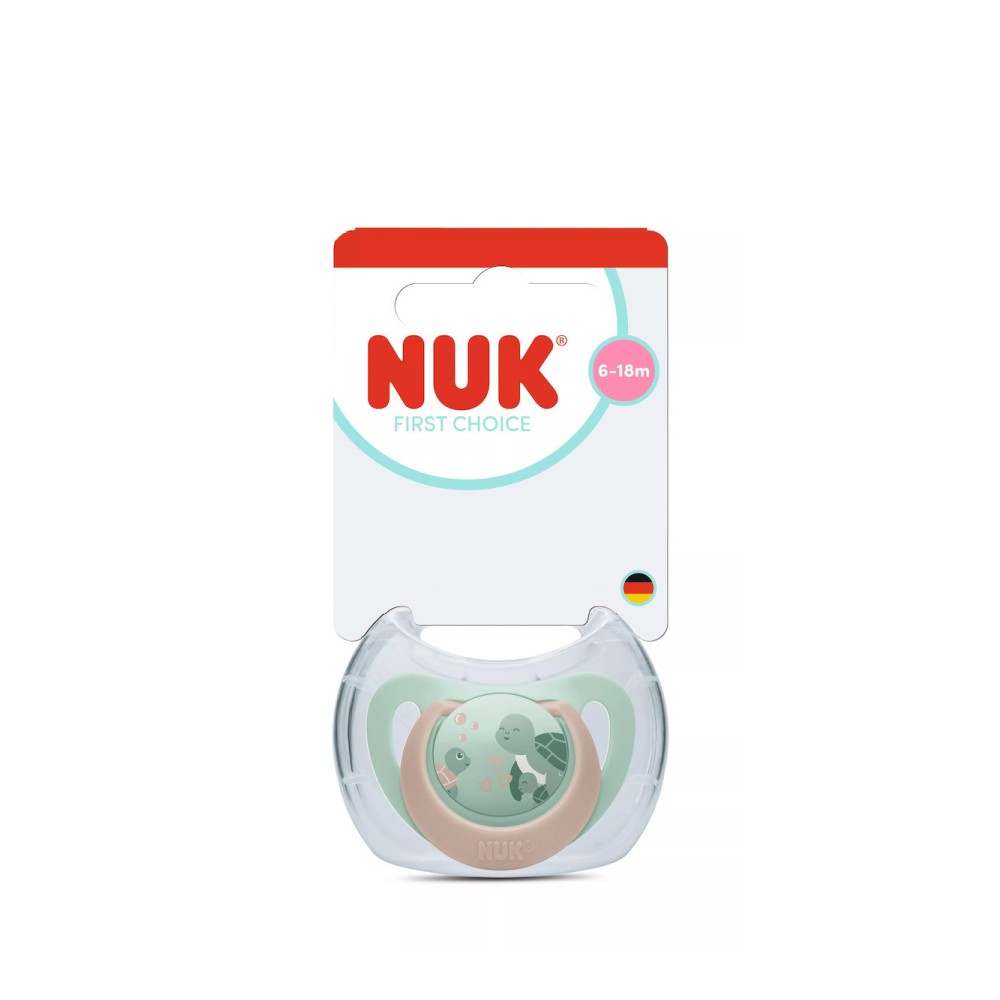 Nuk First Choice Πιπίλα Σιλικόνης για 6-18 Μηνών με Σχέδιο Χελώνα, 1τμχ