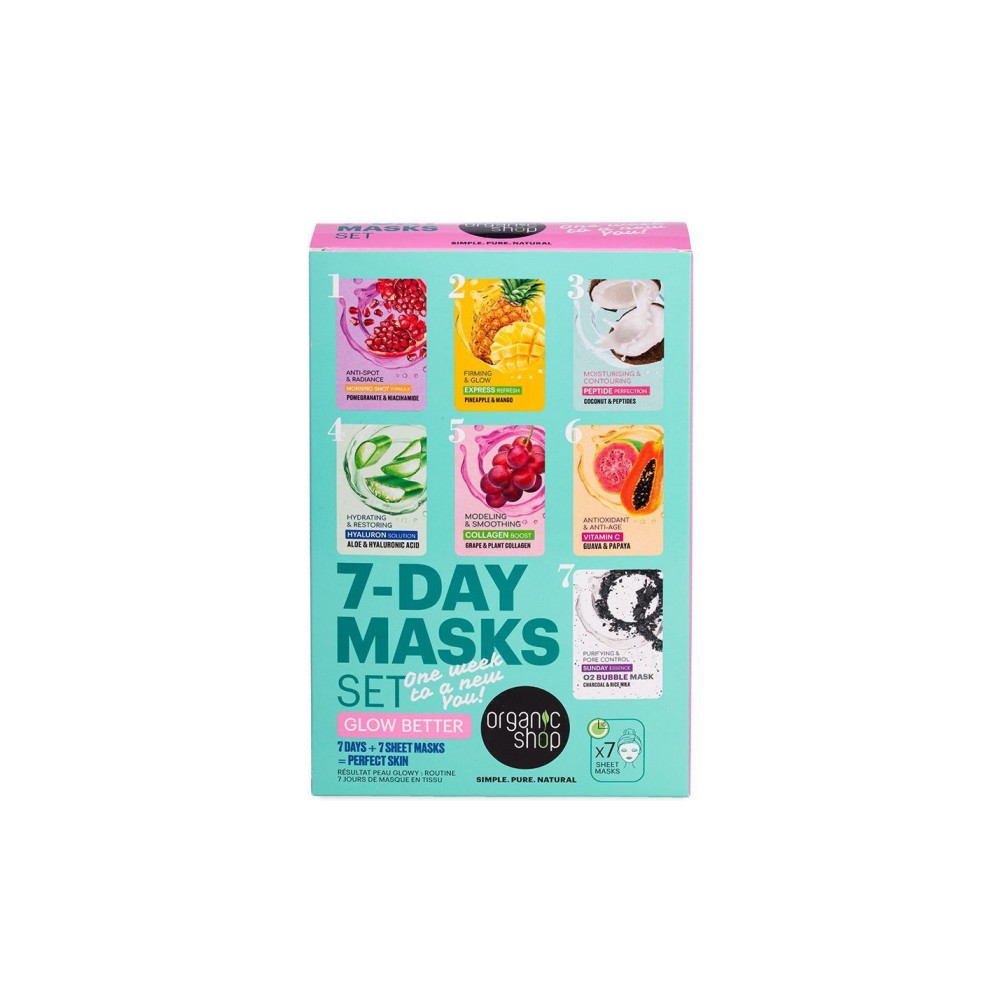 Organic Shop Promo 7-Day Masks Glow Better Σετ Δώρου Μάσκες Προσώπου 7 Τεμάχια