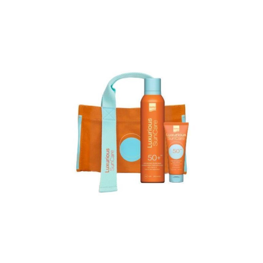 Intermed Luxurious SunCare Promo Pack Sunscreen Invisible Spray Face&Body SPF50+ 200ml & Suncreen Face Cream SPF50+ 75ml & Νεσεσέρ