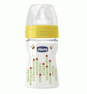Chicco Well Being, Πλαστικό Μπιμπερό, Θηλή Σιλικόνης,150ml