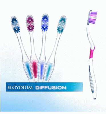 Preview 2 of Elgydium Diffusion Οδοντόβουρτσα Medium Διάφανη Με Μοβ Λεπτομέρειες, 1Τμχ