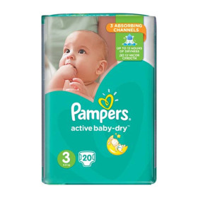 Pampers Active Baby Dry No3 (5-9Kg) 20 τμχ