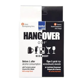 Intermed Hangover ODF® Recovery 6 Διασπειρώμενες Ταινίες Στο Στόμα Πριν & Μετά Την Κατανάλωση Αλκόολ Με Γεύση Πορτοκάλι