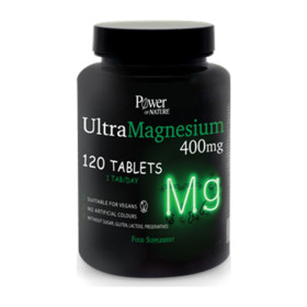 Power Nature UltraMagnesium 400mg Συμπλήρωμα Διατροφής Μαγνησίου για Φυσιολογική Λειτουργία των Μυών & του Νευρικού Συστήματος - Μείωση της Κούρασης, 120tabs