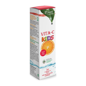 Power of Nature Vita-C Kids Stevia με γεύση Ροδάκινο 20 Αναβράζοντα Δισκία