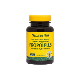 Nature's Plus Propolplus 200mg Συμπλήρωμα Διατροφής με 100% Καθαρή Πρόπολη 180mg & Γύρη 20 mg Μελισσών για Τόνωση του Ογανισμού - Με Αντιικές & Αντιφλεγμονώδεις Ιδιότητες, 60caps