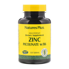 Nature's Plus Zinc Picolinate w/B6 Συμπλήρωμα Διατροφής με Ψευδάργυρο & Βιταμίνη Β6 για Ενίσχυση Ανοσοποιητικού & Αναπαραγωγικού Συστήματος 120 Ταμπλέτες