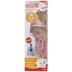 Nuk - First Choice+ Μπιμπερό Πολυπροπυλενίου Θηλή Καουτσούκ Ροζ 0-6m 300ml