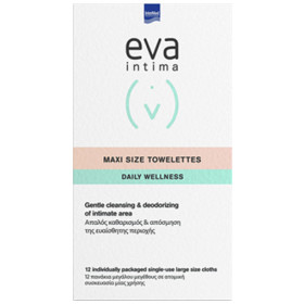 Intermed Eva Intima Maxi Size Towelettes Daily Wellness Απαλός Καθαρισμός & Απόσμηση της Ευαίσθητης Περιοχής 12 πανάκια