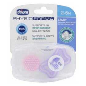 Chicco Πιπίλες Σιλικόνης Physio Forma Light 2-6 Μηνών (ρόζ και μώβ) 2 τμχ