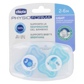 Chicco Physio Forma Light Εργονομική Πιπίλα με Θηλή Σιλικόνης για Ηλικίες 2-6m (Θαλασσί και πράσινη) 2 τμχ
