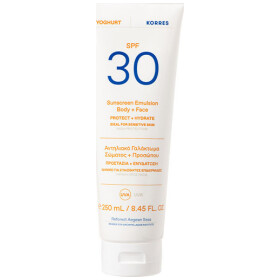 Korres Yoghurt Sunscreen Emulsion Face & Body SPF30 For Sensitive Skin Αντηλιακό Γαλάκτωμα Σώματος + Προσώπου 250ml