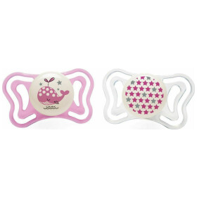 Chicco PhysioForma Light Πιπίλα Σιλικόνης 2-6μηνών (Διάφανη Πουά - Ροζ Φαλαινάκι) 2τμχ