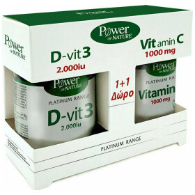 Power of Nature Promo Pack Platinum Range D-vit3 2000iu 60Tabs & Δώρο Vitamin C 1000mg 20Tabs