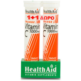 Health Aid Vitamin C 1000mg - Αναβράζουσα Βιταμίνη C Με Γεύση Πορτοκάλι, 2x20 ταμπλέτες