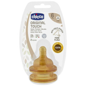Chicco Θηλή από Καουτσούκ Ροής Φαγητού Original Touch 6m+ 2τμχ