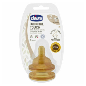 Chicco Original Touch Θηλή Καουτσούκ Κανονική Ροή 0m+, 2 τεμ.