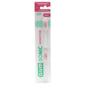 Gum 4111 ActiVital Sonic Sensitive Toothbrush Heads Ultra Soft Ανταλλακτικές Κεφαλές Λευκές 2τμχ