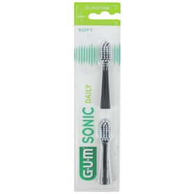 GUM Sonic Daily Soft 4110 Ανταλλακτικές Κεφαλές για Ηλεκτρική Οδοντόβουρτσα Μαύρο 2τμχ