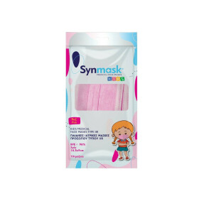 Syndesmos SynMask Μάσκα Προστασίας Μιας Χρήσης Χειρουργική Τύπου IIR BFE ≥ 98% για Παιδιά σε Ροζ χρώμα 10 τμχ