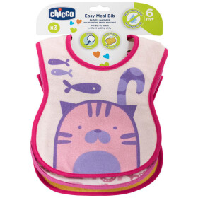 Chicco Σαλιάρα Υφασμάτινη με Αυτοκόλλητο "Easy Meal" για 6 m+ 3τμχ