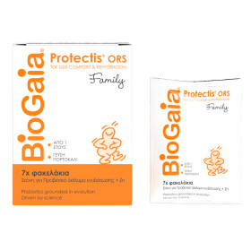 BioGaia® ProTectis ORS Family Διάλυμα Ενυδάτωσης με Προβιτικό & Ψευδάργυρο με ευχάριστη γεύση Πορτοκάλι 5.5 gr x 7 φακελίσκοι