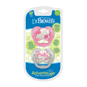 Πιπίλες Dr. Brown's Σιλικόνης για 0-6 Μηνών με Θήκη Νυκτός Star Pink 2 Τεμάχια